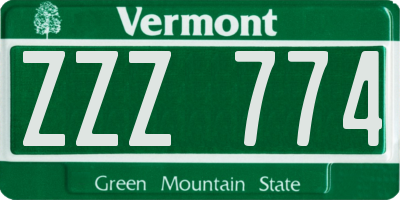 VT license plate ZZZ774