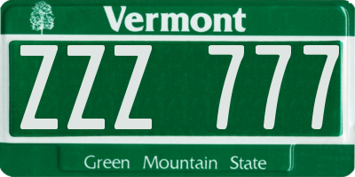VT license plate ZZZ777