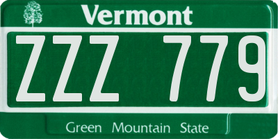 VT license plate ZZZ779