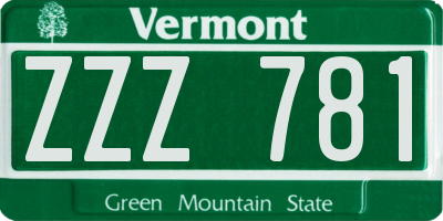 VT license plate ZZZ781