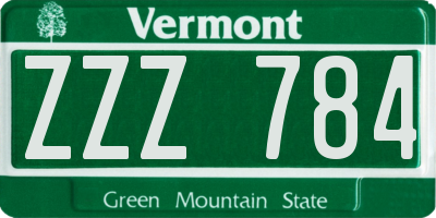 VT license plate ZZZ784