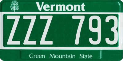 VT license plate ZZZ793
