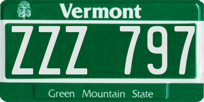 VT license plate ZZZ797