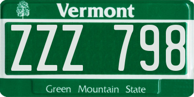 VT license plate ZZZ798