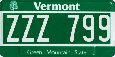 VT license plate ZZZ799