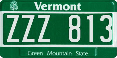 VT license plate ZZZ813