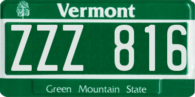 VT license plate ZZZ816