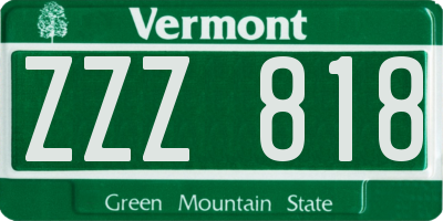 VT license plate ZZZ818