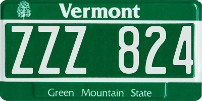VT license plate ZZZ824