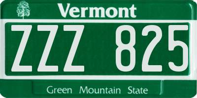 VT license plate ZZZ825