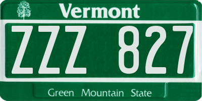 VT license plate ZZZ827