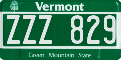 VT license plate ZZZ829
