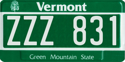 VT license plate ZZZ831