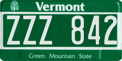 VT license plate ZZZ842