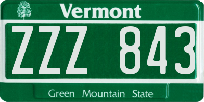 VT license plate ZZZ843