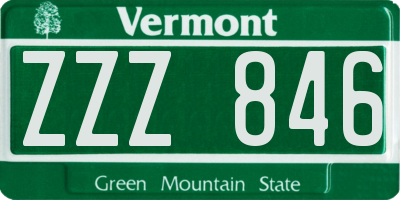 VT license plate ZZZ846