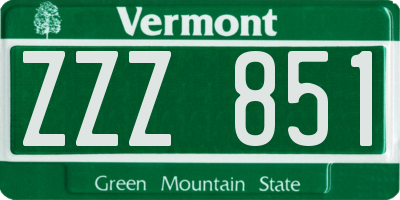 VT license plate ZZZ851