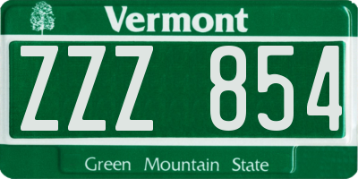 VT license plate ZZZ854