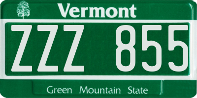 VT license plate ZZZ855