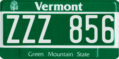 VT license plate ZZZ856