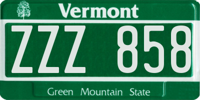 VT license plate ZZZ858