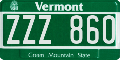 VT license plate ZZZ860