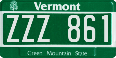 VT license plate ZZZ861