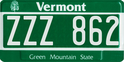VT license plate ZZZ862