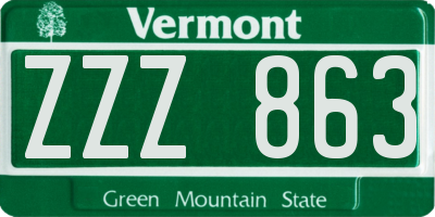 VT license plate ZZZ863