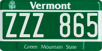 VT license plate ZZZ865