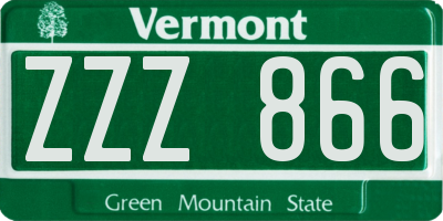 VT license plate ZZZ866
