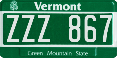 VT license plate ZZZ867