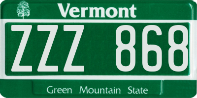 VT license plate ZZZ868
