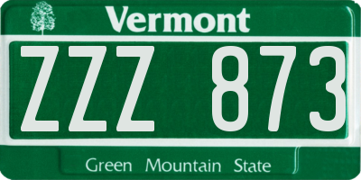 VT license plate ZZZ873