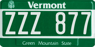VT license plate ZZZ877