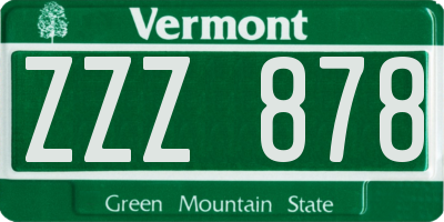 VT license plate ZZZ878