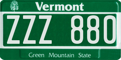 VT license plate ZZZ880