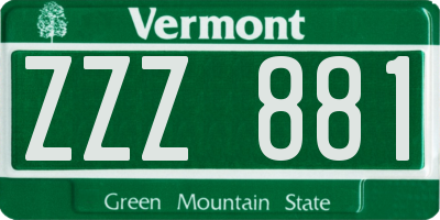 VT license plate ZZZ881