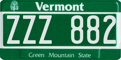 VT license plate ZZZ882