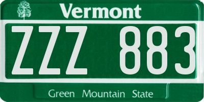 VT license plate ZZZ883