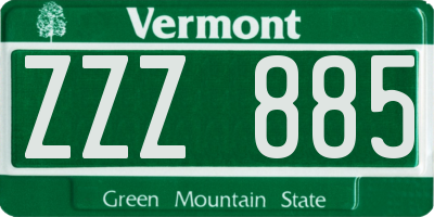 VT license plate ZZZ885