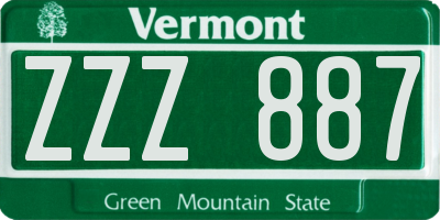 VT license plate ZZZ887