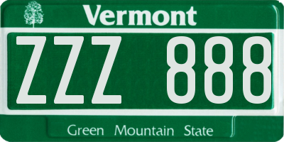 VT license plate ZZZ888