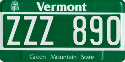 VT license plate ZZZ890