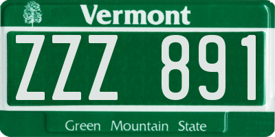 VT license plate ZZZ891