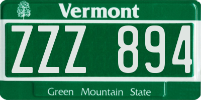 VT license plate ZZZ894
