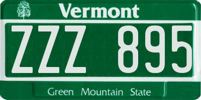 VT license plate ZZZ895