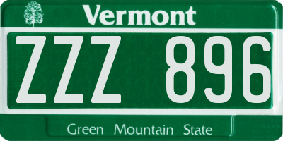 VT license plate ZZZ896