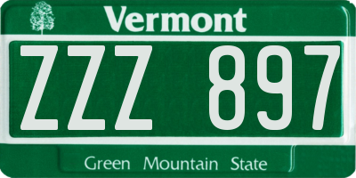 VT license plate ZZZ897