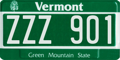 VT license plate ZZZ901